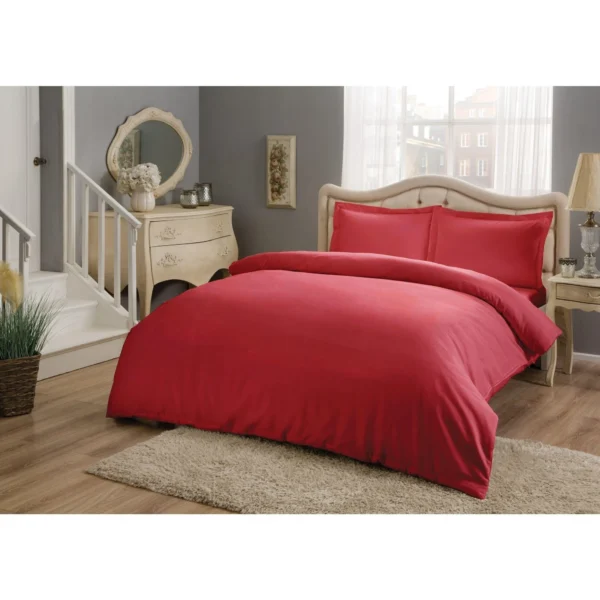 Basic Satin Double Duvet Cover Set Red