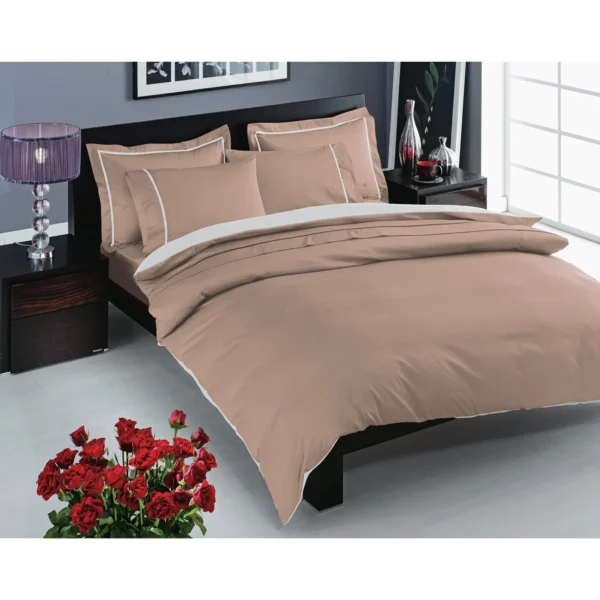 Prestige Satin Deluxe Double Duvet Cover Set Cappuccino