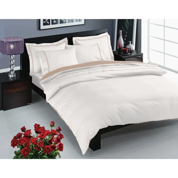 Prestige Satin Double Duvet Cover Set Ecru