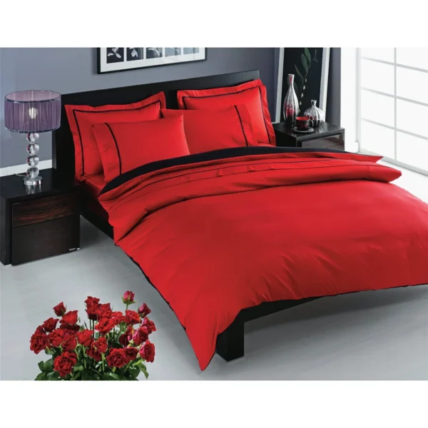 Prestige Satin Delux Double Duvet Cover Set Red