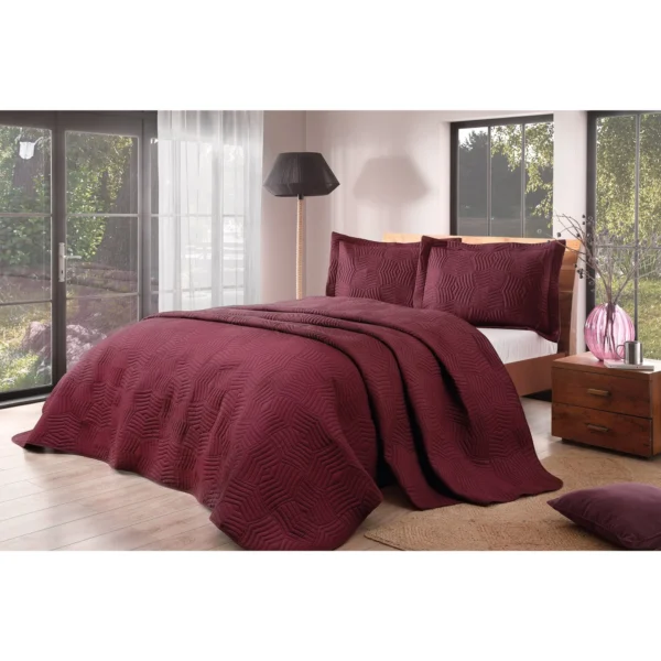 Perla Double Bedspread Set Claret Red