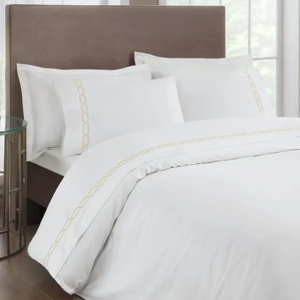 Diamond Satin Delux Double Duvet Cover Set Beige